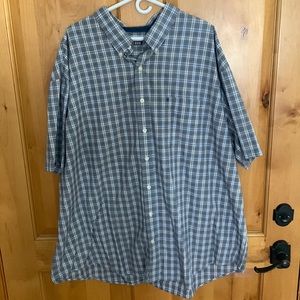 IZOD Mens 4XL Blue Plaid Button Down Shirt